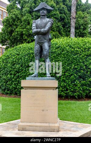 Statua del viceammiraglio William Bligh, ufficiale della marina britannica, ammutinamento sulla taglia e governatore del nuovo Galles del Sud, la zona rocciosa di Sydney, Australia, Foto Stock
