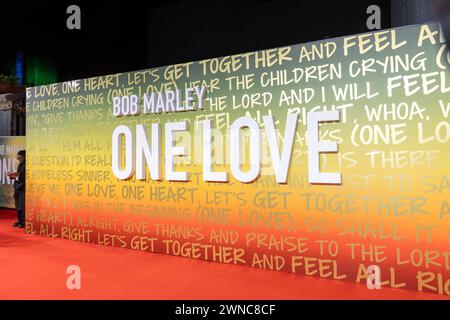 Gli ospiti celebri partecipano alla prima inglese di Bob Marley, One Love Featured: Atmosphere Where: London, United Kingdom When: 30 Jan 2024 Credit: Phil Lewis/WENN Foto Stock