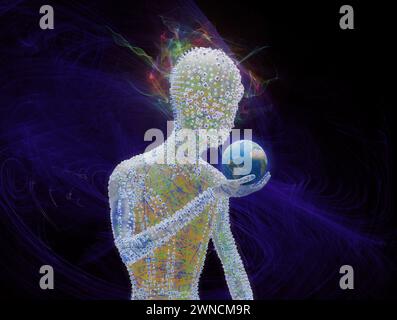Intelligenza artificiale che controlla il mondo, immagine concettuale Foto Stock