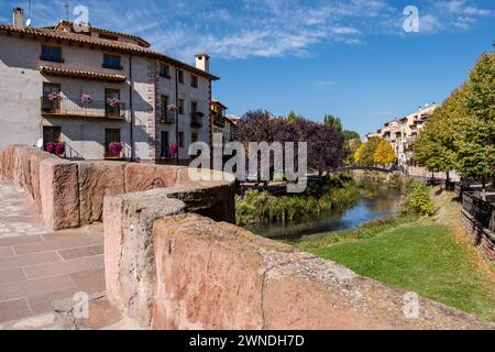 Puente Viejo, Molina de Aragón, provincia di Guadalajara, Spagna, Foto Stock