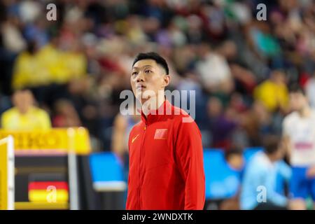 Glasgow, Regno Unito. 2 marzo 2024. Emirates Arena, Glasgow, Scozia - sabato 2 marzo: Jianan WANG (Repubblica Popolare Cinese - CHN) partecipa alla finale Long Jump durante i Campionati Mondiali di atletica leggera indoor di Glasgow 2024 all'Emirates Arena sabato 2 marzo 2024 (Claire Jeffrey/SPP) credito: SPP Sport Press Photo. /Alamy Live News Foto Stock