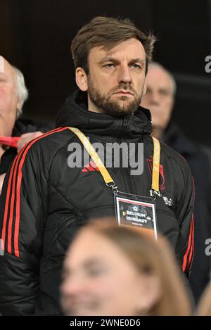 Lovanio, Belgio. 27 febbraio 2024. Jelle Schelstraete - Direttore operativo calcio della RBFA, nella foto di una partita tra le squadre nazionali del Belgio, chiamata Red Flames e Ungheria nella promozione/retrocessione tra i gruppi A e B, partita di andata nella competizione UEFA Women's Nations League 2023-24, sabato 27 febbraio 2024 a Lovanio, BELGIO. Crediti: Sportpix/Alamy Live News Foto Stock