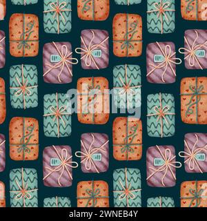 Presenta un motivo senza cuciture. Illustrazione della stagione delle donazioni. Per confezionamento di carta, imballaggio Foto Stock