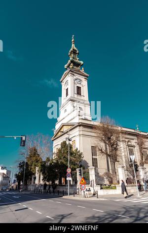 Belgrado, Serbia - 8 FEB 2024: La chiesa cattedrale di San Michele Arcangelo è una chiesa cattedrale ortodossa serba nel centro di Belgrado, Ser Foto Stock