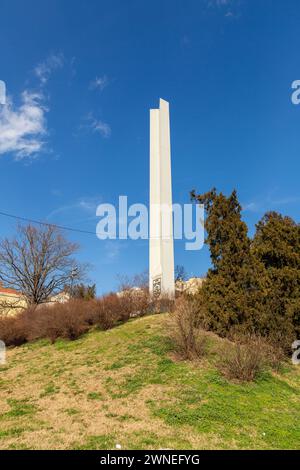 Belgrado, Serbia - 8 FEB 2024: Monumento al primo vertice del movimento non allineato a Belgrado, Serbia. Foto Stock