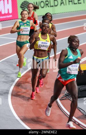 Noelie Yarigo (BEN, 800 metri) nella semifinale di 800 m durante i Campionati mondiali di atletica leggera 2024 all'Emirates Arena di Glasgow, sabato 2 marzo 2024. (Foto: Pat Scaasi | mi News) crediti: MI News & Sport /Alamy Live News Foto Stock