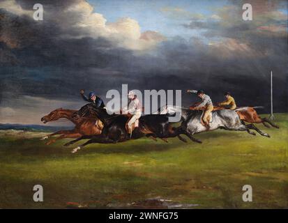 Il Derby di Epsom del 1821, o Horse Race, è un dipinto del 1821 dell'arte francese Théodore Géricault, conservato al Museo del Louvre, Foto Stock