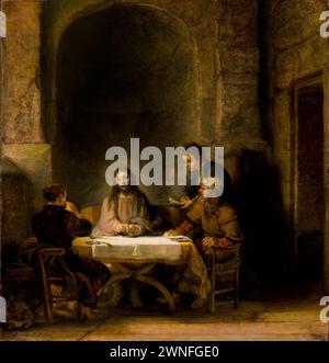 La cena a Emmaus o i pellegrini a Emmaus è un dipinto a olio su pannelli di mogano del 1648 di Rembrandt. Foto Stock