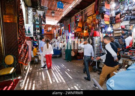 Marrakech, Marocco - 28 maggio 2019 - veduta del mercato Jamaa el Fna nella vecchia Medina, Marrakech, Marocco Foto Stock