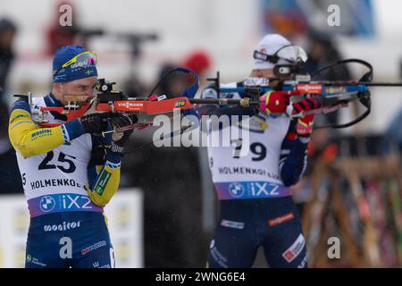 Oslo, Norvegia 02 marzo 2024, la Svezia Jesper Nelin partecipa alla gara maschile di partenza di massa di 15 km che si è svolta presso il BMW IBU World Cup Biathlon di Holmenkollen Oslo, Norvegia. Crediti: Nigel Waldron/Alamy Live News Foto Stock