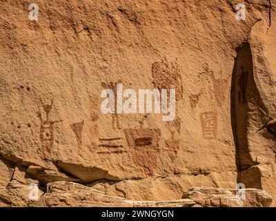 Pittogrammi Horseshoe Shelter, Horseshoe Canyon, Canyonlands National Park, Utah. Foto Stock