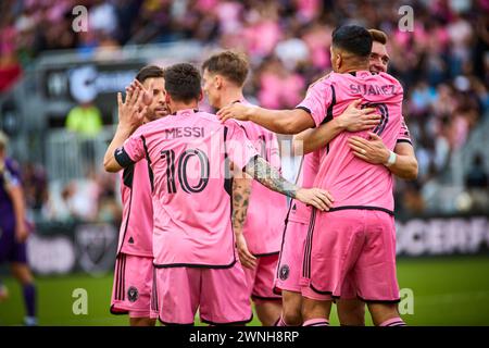 Fort Lauderdale, Florida, Stati Uniti. 2 marzo 2024. Durante la partita Orlando City SC vs Inter Miami CF al CHASE Stadium in Florida, USA. Credito: Yaroslav Sabitov/YES Market Media/Alamy Live News. Foto Stock