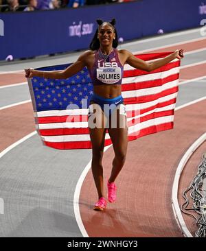 Glasgow Scozia: 2–3-2024: Giorno 2 Alexis HOLMES degli Stati Uniti 3° con 50,24 all'Emirates Arena per i Campionati mondiali di atletica leggera indoor Glasgow 24 Regno Unito. Crediti: PATRICK ANTHONISZ/Alamy Live News Foto Stock