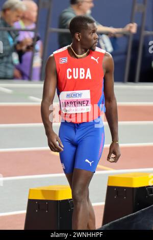 Glasgow, Regno Unito. 2 marzo 2024. Emirates Arena, Glasgow, Scozia - sabato 2 marzo: Lazaro MARTINEZ (Cuba - CUB) gareggia nella Triple Jump Final durante i Campionati mondiali di atletica leggera indoor di Glasgow 2024 all'Emirates Arena sabato 2 marzo 2024 (Claire Jeffrey/SPP) credito: SPP Sport Press Photo. /Alamy Live News Foto Stock