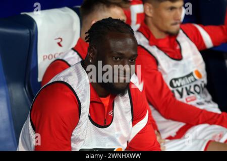 San Pietroburgo, Russia. 2 marzo 2024. Victor Moses (8) dello Spartak visto in azione durante la partita di calcio della Premier League russa tra Zenit San Pietroburgo e Spartak Mosca alla Gazprom Arena. Punteggio finale; Zenit 0:0 Spartak. Credito: SOPA Images Limited/Alamy Live News Foto Stock