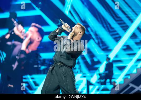 Charlotte, Stati Uniti. 2 marzo 2024. Il cantante e cantautore latino Ricky Martin si esibisce sul palco come parte del Trilogy Tour allo Spectrum Center il 2 marzo 2024 a Charlotte, Carolina del Nord. Credito: Accesso foto/Alamy Live News Foto Stock