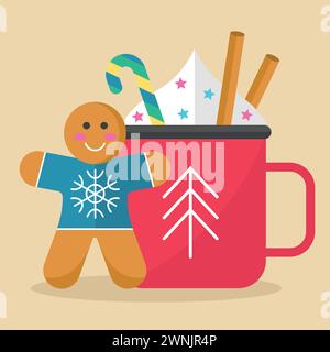 Zenzero di Natale caldo al cioccolato Illustrazione Vettoriale