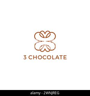 Logo Three Chocolate. Logo Love Illustrazione Vettoriale