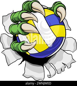 Artiglio softball Baseball Ball Dragon Monster Hand Illustrazione Vettoriale