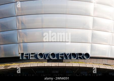 Glasgow Scozia: 13 febbraio 2024: Esterno dell'Hydro Arena di Glasgow, alias OVO Hydro Foto Stock