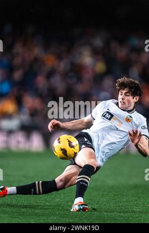 Valencia, Espagne. 3 marzo 2024. Javi Guerra di Valencia durante la partita di campionato spagnolo di Liga tra Valencia CF e Real Madrid CF il 2 marzo 2024 allo stadio Mestalla di Valencia, Spagna - foto Alexandre Martins/DPPI credito: DPPI Media/Alamy Live News Foto Stock