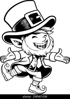 Leprechaun carino carino carino Cartoon Irish St Patricks Day Illustrazione Vettoriale