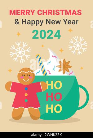 Zenzero natalizio al cioccolato caldo Illustrazione Vettoriale