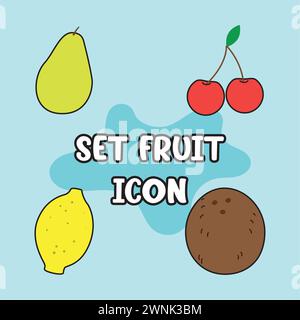 Set di icone frutta Vector Illustrazione Vettoriale