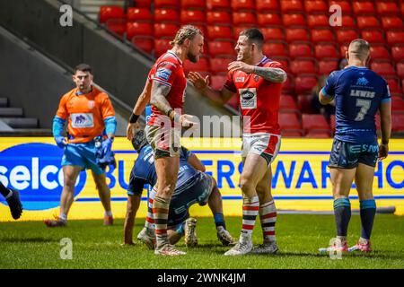 Salford Red Devils vs Hull KR, sabato 2 marzo 2024. Salford Community Stadium. Crediti: James Giblin/Alamy Live News Foto Stock