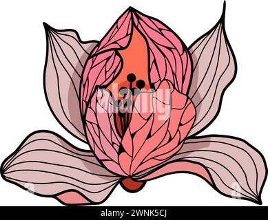 Fiore di Magnolia nella tecnica del vetro colorato illustrazione vettoriale Illustrazione Vettoriale