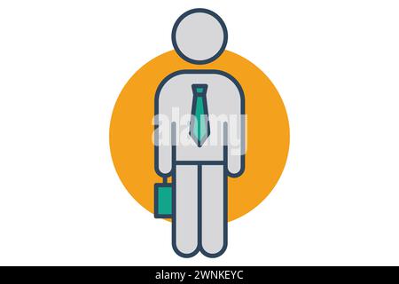 icona dipendente. i dipendenti indossano cravatte e custodiscono borse. rappresenta la diversità della forza lavoro in vari settori. stile icona linea piatta. illustrazione dell'elemento Illustrazione Vettoriale