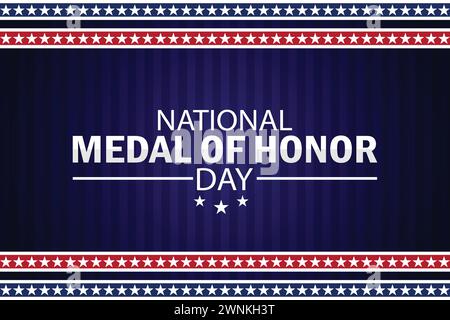 Carta da parati National Medal of Honor Day con forme e tipografia. National Medal of Honor Day, background Illustrazione Vettoriale