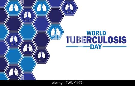 Carta da parati World Tuberculosis Day con forme e tipografia. Giornata mondiale della tubercolosi, antefatti Illustrazione Vettoriale