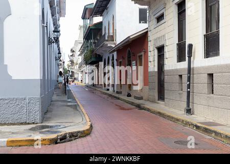 Splendide facciate dell'edificio nella storica città vecchia, Panama City, Panama Foto Stock