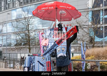 Durante la partita di Premier League Manchester City vs Manchester United all'Etihad Stadium, Manchester, Regno Unito, 3 marzo 2024 (foto di Mark Cosgrove/News Images) Foto Stock