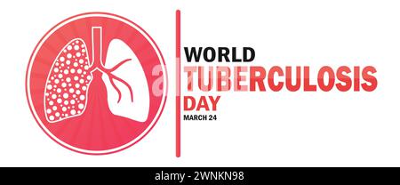 Carta da parati World Tuberculosis Day con tipografia. 24 marzo. Giornata mondiale della tubercolosi, antefatti Illustrazione Vettoriale