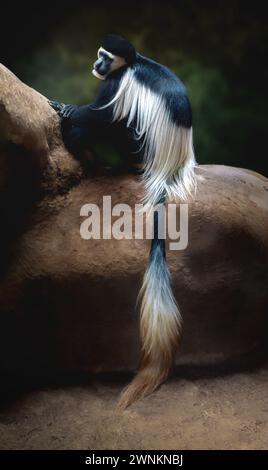 Mantled Guereza Mokey (Colobus guereza) Foto Stock