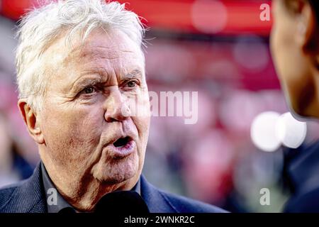 EINDHOVEN, Paesi Bassi. 3 marzo 2024. Football, Philips Stadium, Dutch eredivisie, stagione 2023/2024, durante la partita PSV - Feyenoord, Guss Hiddink crediti: Pro Shots/Alamy Live News Foto Stock