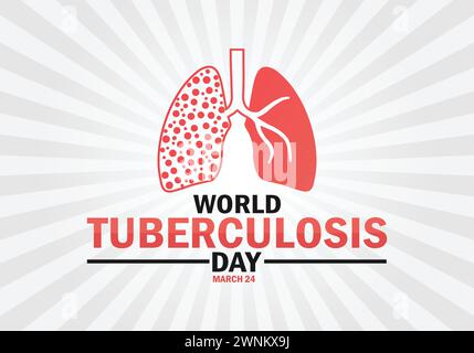 Carta da parati World Tuberculosis Day con forme e tipografia. 24 marzo. Giornata mondiale della tubercolosi, antefatti Illustrazione Vettoriale