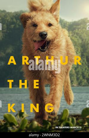 Arthur the King (2024) diretto da Simon Cellan, adattamento cinematografico del libro di memorie di Mikael Liindnord su un cane randagio che si unisce a una squadra durante un'epica gara di resistenza in Ecuador. Poster di caratteri USA ***SOLO PER USO EDITORIALE***. Credito: BFA / Lionsgate Foto Stock