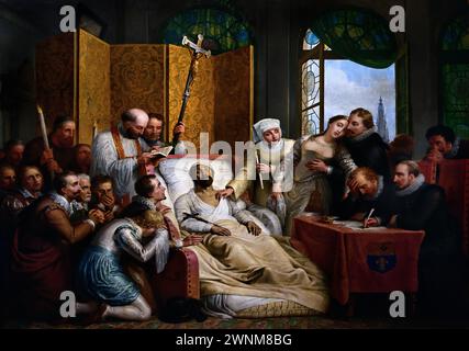 La morte di Peter Paul Rubens 1827 di Mattheus Ignatius van Bree Royal Museum of fine Arts, Anversa, Belgio, Belgio. Foto Stock