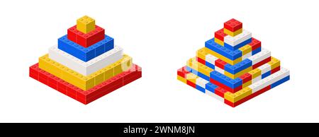 Serie di piramidi colorate in isometria. Vettore Illustrazione Vettoriale