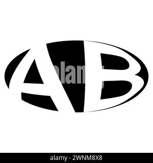 Logo ovale doppia lettera A B due lettere ab ba Illustrazione Vettoriale