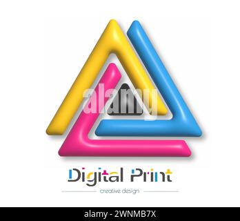 Logo astratto per stampa digitale 3d o fotografica. Modello vettoriale di un marchio, logo, adesivo o adesivo. L'idea del design creativo e del design tematico Illustrazione Vettoriale