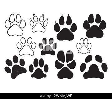 Peace Love Dog, stampe zampe, monogramma con stampa zampa, Dog Love, aw Print, stampa zampa cane svg, zampa cane Vector, zampa, cane mamma, cucciolo, zampe di cane Vector Illustrazione Vettoriale