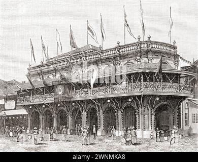 Celebrazioni per il Giubileo d'oro della regina Vittoria nel 1887. Uffici della Sassoon and Co a Rampart Row, Mumbai sud, India. Dal London Illustrated News, pubblicato il 26 marzo 1887. Foto Stock