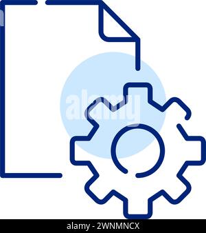 Configurazione dei file e impostazioni del documento. Simbolo della lima e ruota dentata. Pixel Perfect, icona traccia modificabile Illustrazione Vettoriale