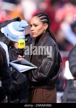 Londra, Regno Unito. 3 marzo 2024. Il presentatore della BBC Alex Scott durante la partita di fa Women's Super League all'Emirates Stadium di Londra. Il credito per immagini dovrebbe essere: David Klein/Sportimage Credit: Sportimage Ltd/Alamy Live News Foto Stock