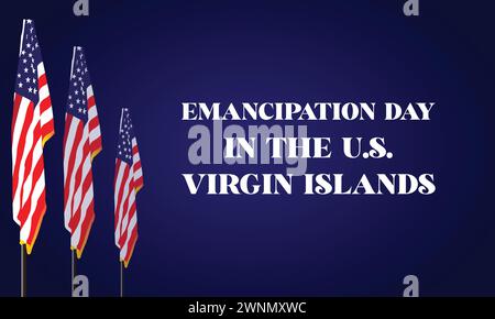 Emancipazione Day nelle Isole Vergini americane testo elegante con disegno a bandiera usa Illustrazione Vettoriale