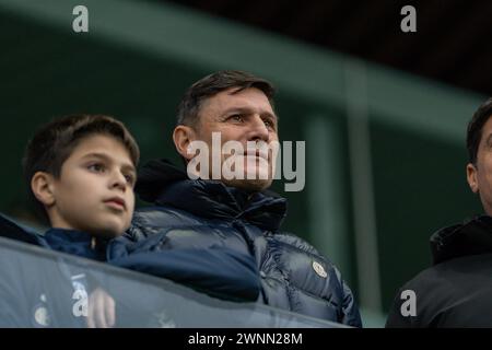 Firenze, Italia. 3 marzo 2024. Firenze, Italia, 3 marzo 2024: Javier Zanetti durante la partita di semifinale di Coppa Italia femminile tra Fiorentina e Juventus Women al Viola Park di Firenze. (Sara Esposito/SPP) credito: SPP Sport Press Photo. /Alamy Live News Foto Stock